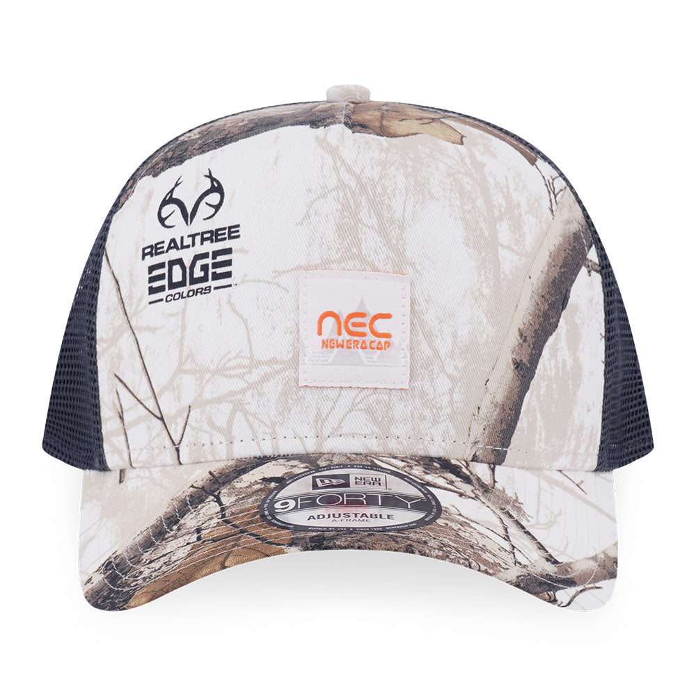 New Era Earthy Skin Real Tree Snow 9FORTY A-Frame Trucker Snapback Cap