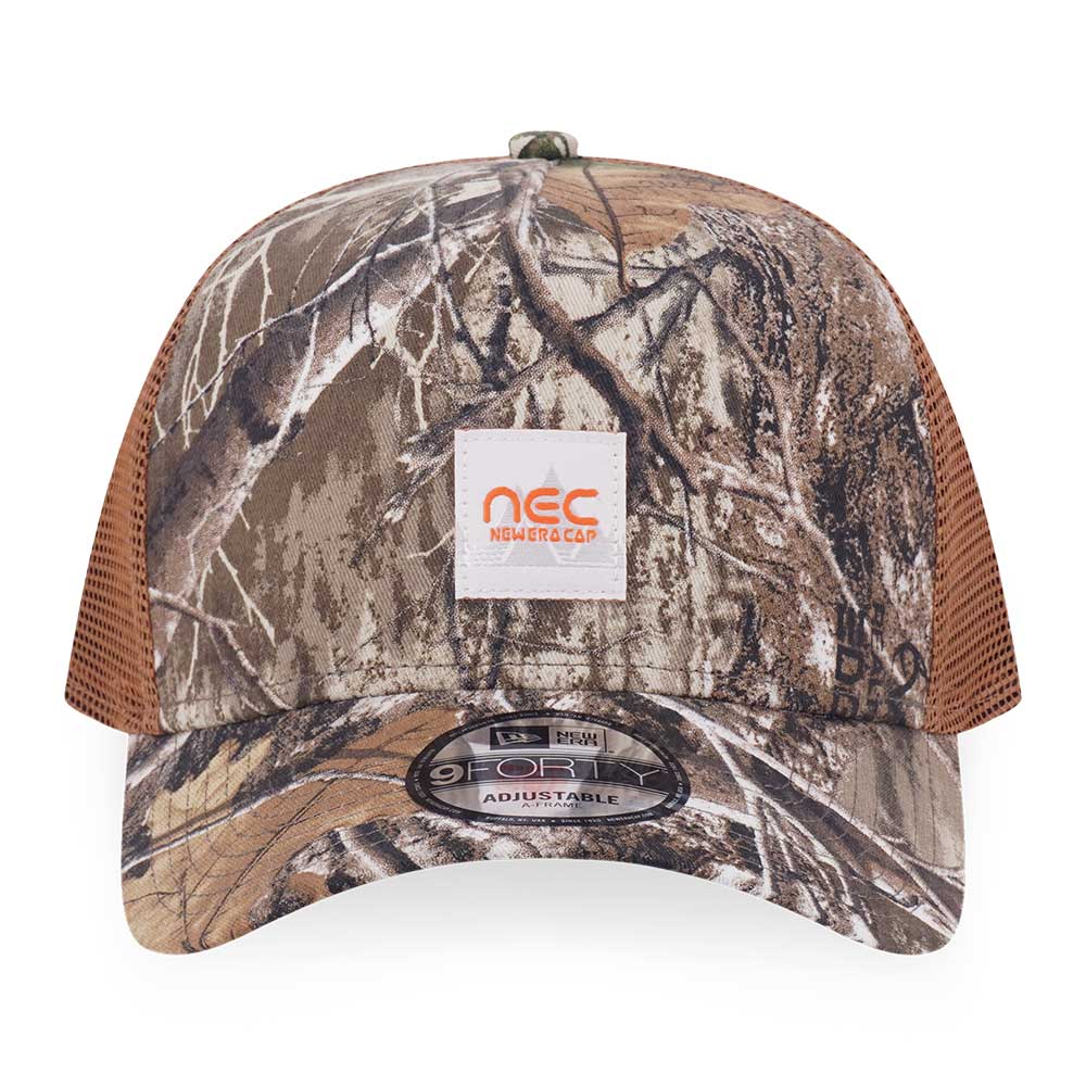 New Era Earthy Skin Real Tree Edge Light Bronze 9FORTY A-Frame Trucker Snapback Cap