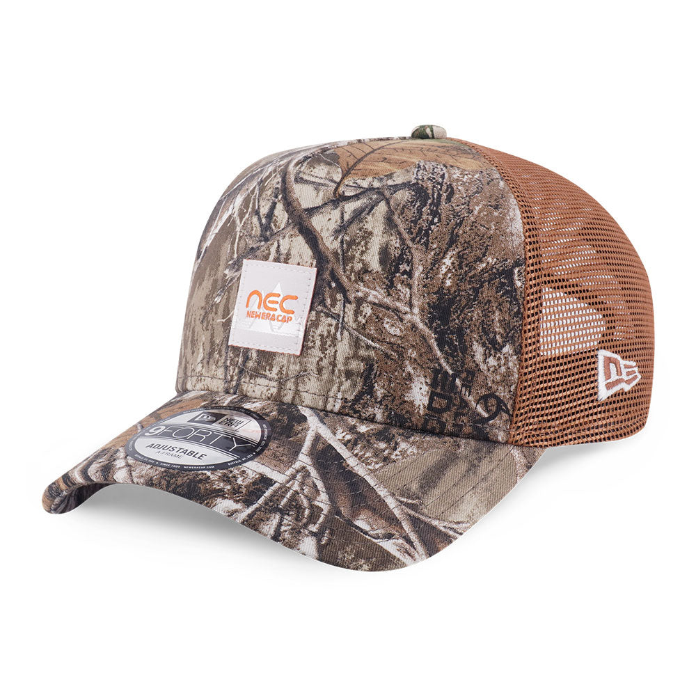 New Era Earthy Skin Real Tree Edge Light Bronze 9FORTY A-Frame Trucker Snapback Cap
