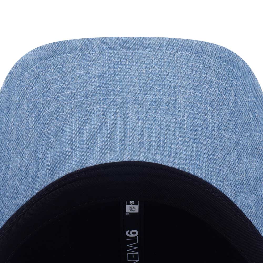 New Era Script FW25 Indigo Blue Denim 9TWENTY Small Adjustable Cap