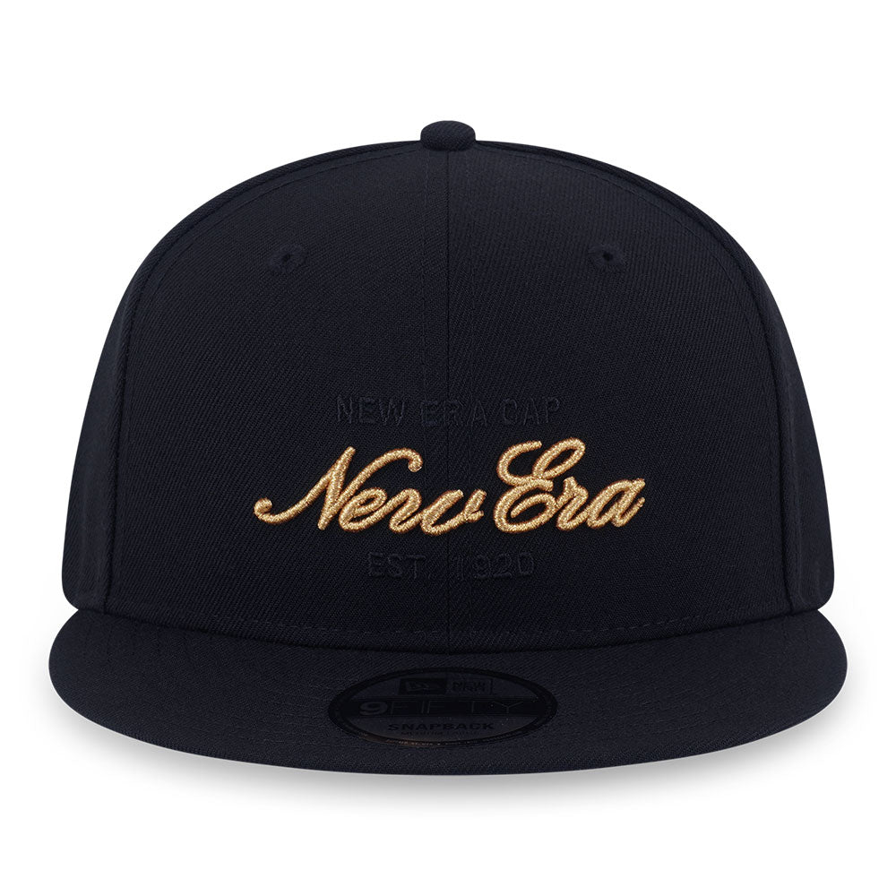 New Era Script FW25 Black 9FIFTY Snapback Cap