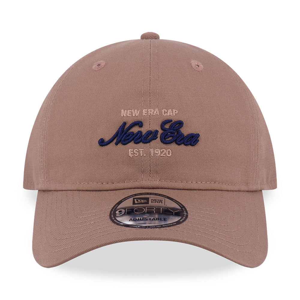 New Era Script FW25 Khaki 9FORTY Unstructured Adjustable Cap