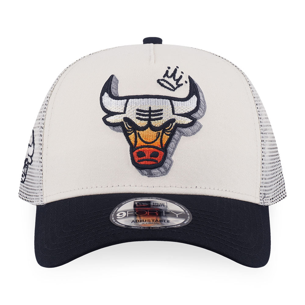 New Era Chicago Bulls League Mix FW25 Chrome White 9FORRTY A-Frame Trucker Cap