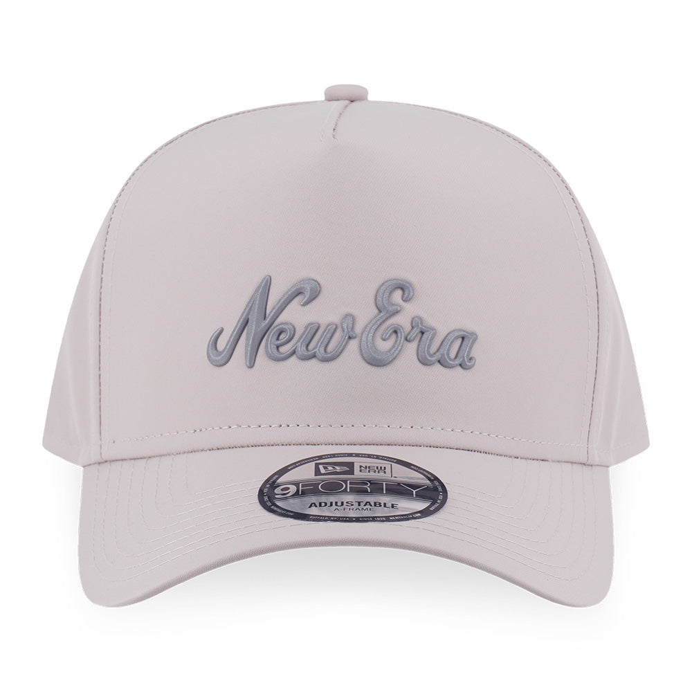 New Era Script TPU Badge FW25 Stone 9FORTY A-Frame Adjustable Cap