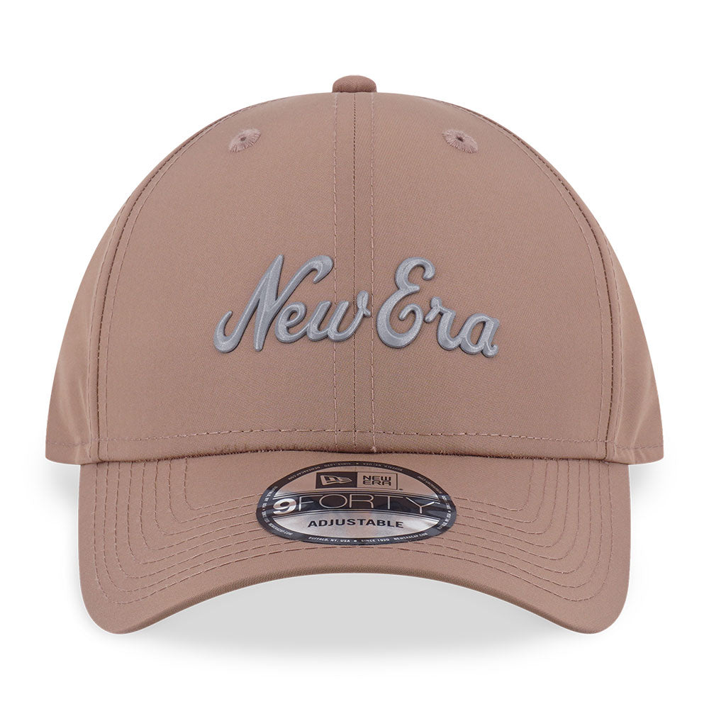 New Era Script TPU Badge FW25 Khaki 9FORTY A-Frame Adjustable Cap
