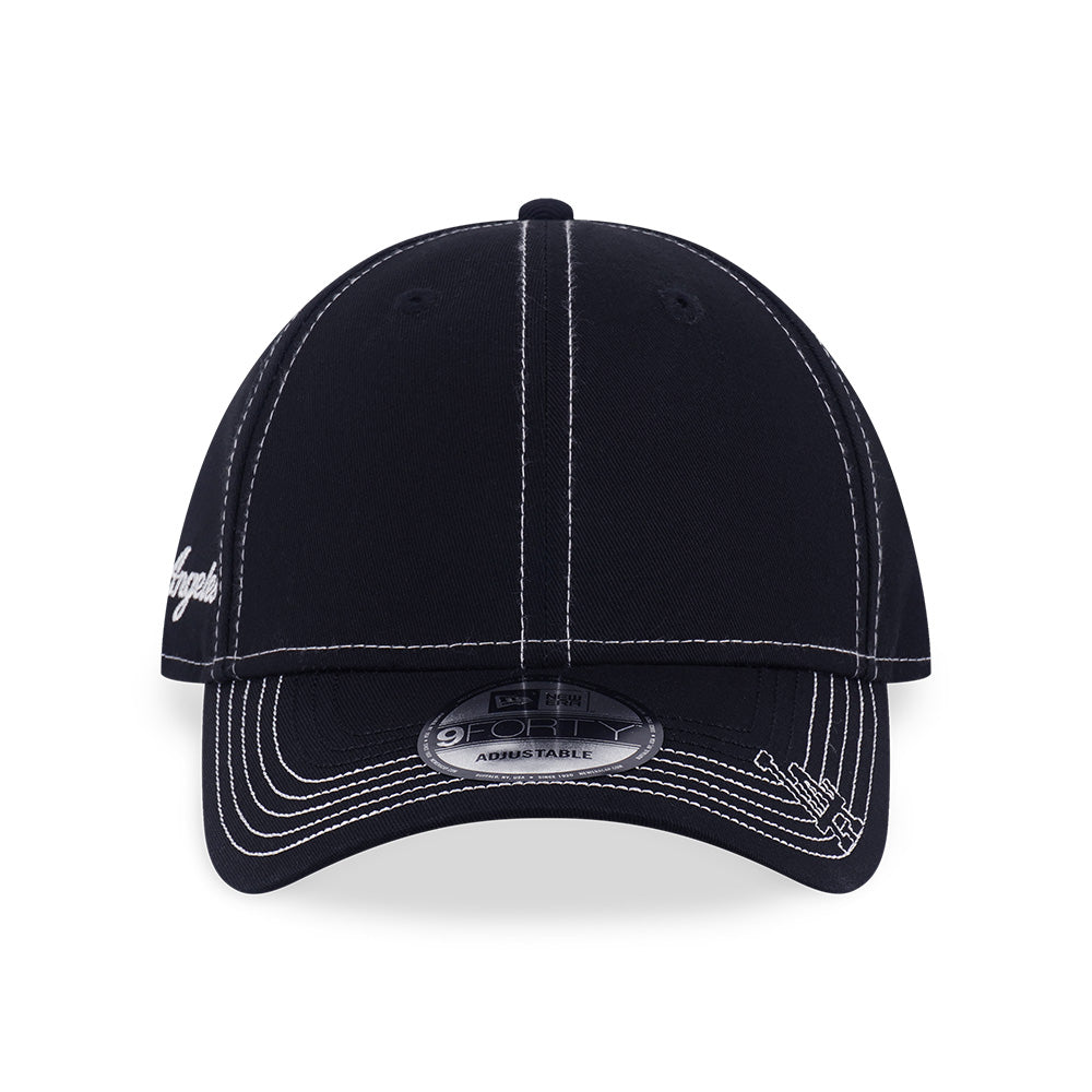 New Era Los Angeles Dodgers Contrast Stitching Black 9FORTY Adjustable Cap