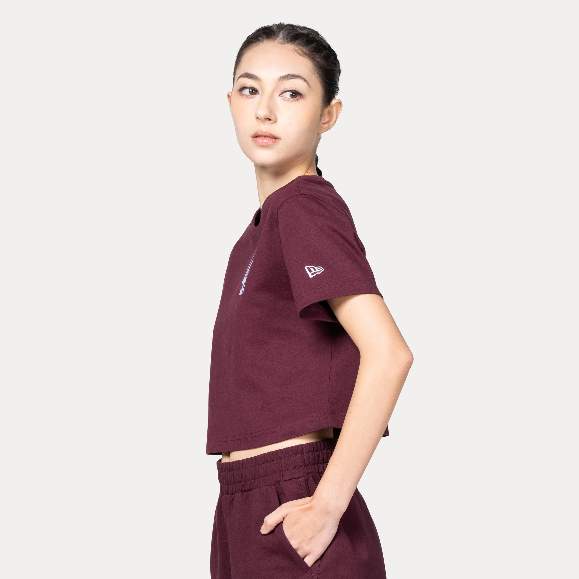 New Era Los Angeles Dodgers Color Era FW25 Maroon Women Crop Top Short Sleeve T-Shirt