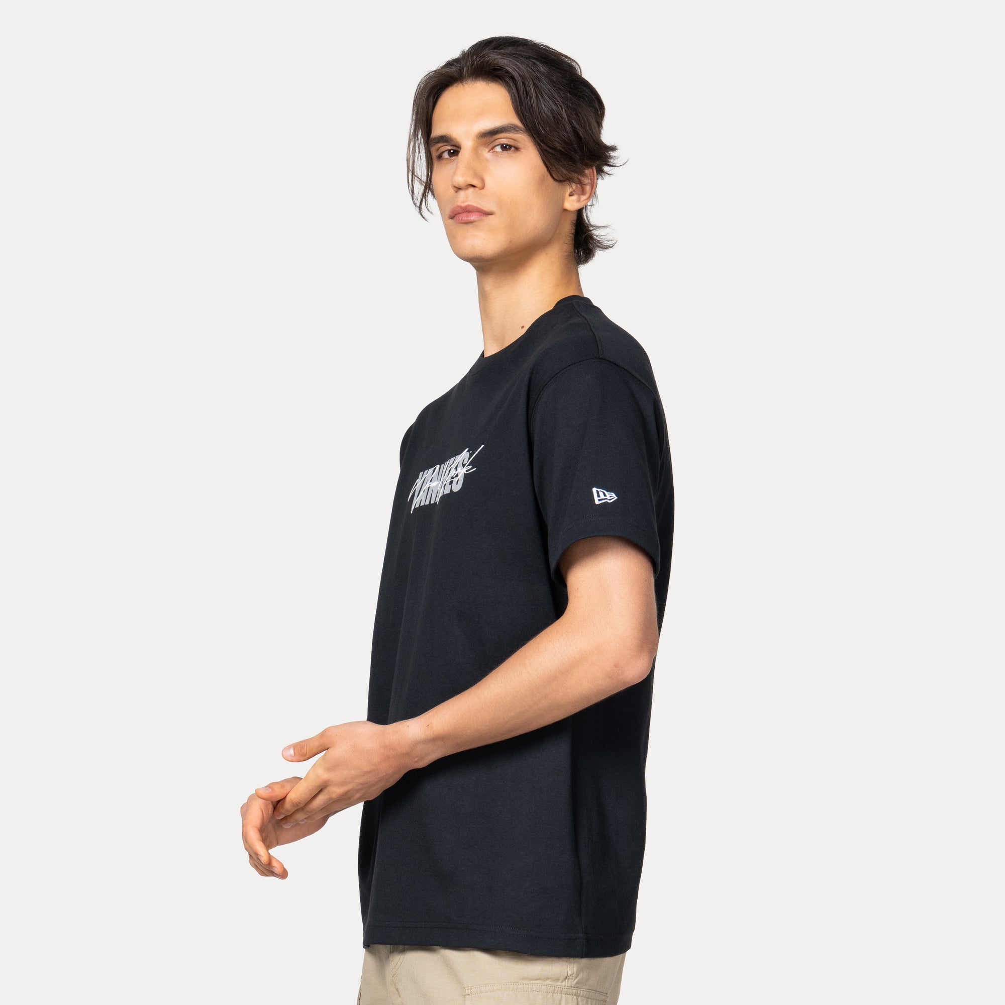 New Era New York Yankees Mix League Script Black COOLERA Short Sleeve T-Shirt