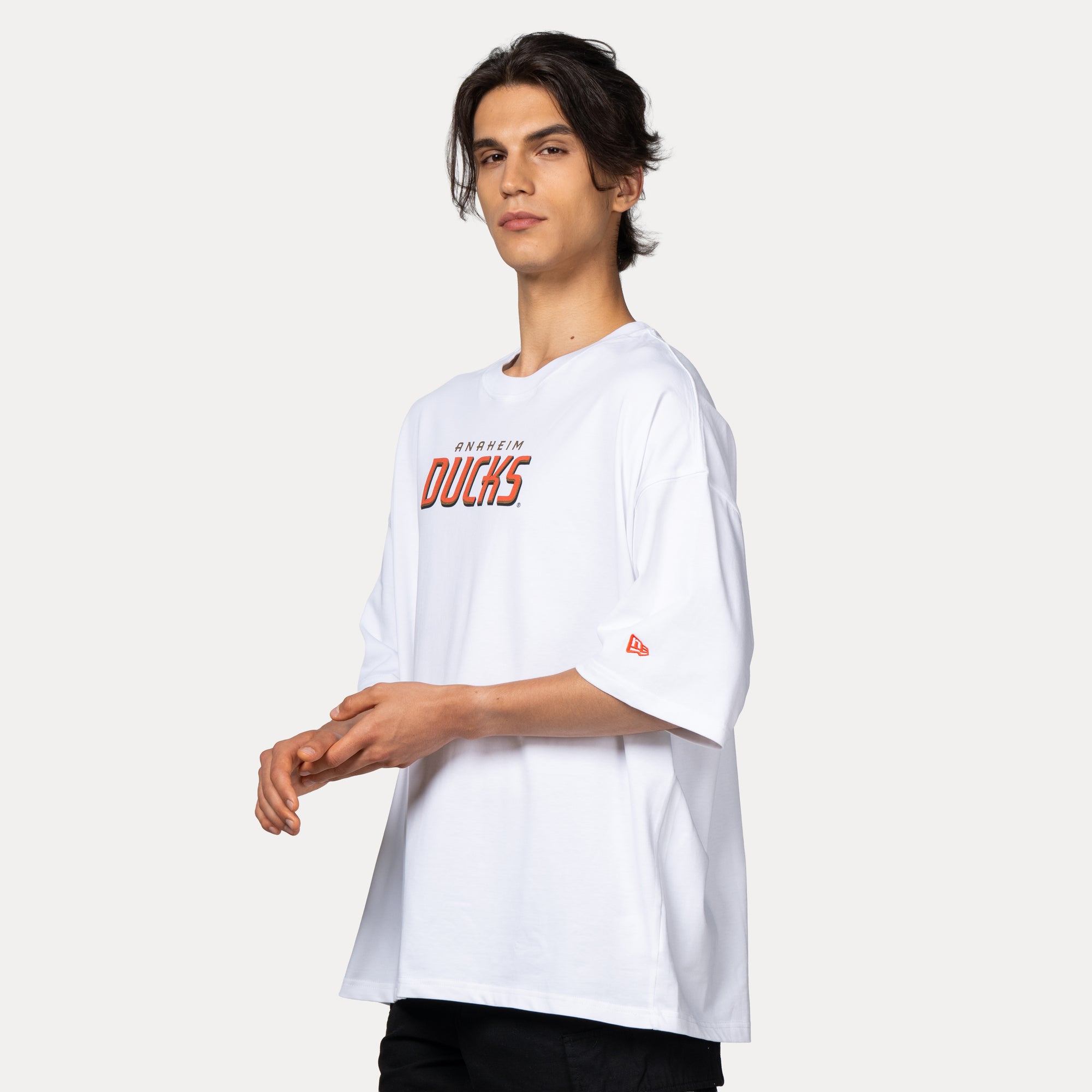 New Era Anaheim Ducks White Oversized Short Sleeve T-Shirt