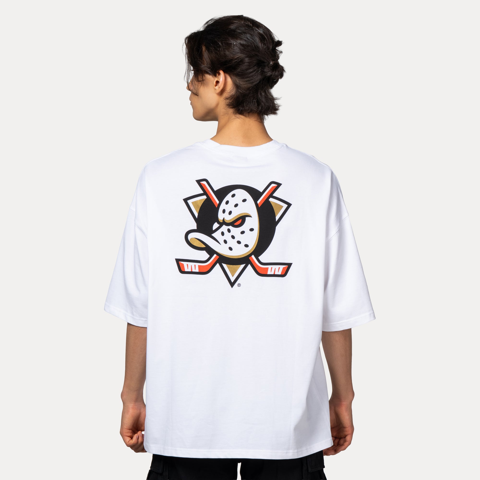 New Era Anaheim Ducks White Oversized Short Sleeve T-Shirt