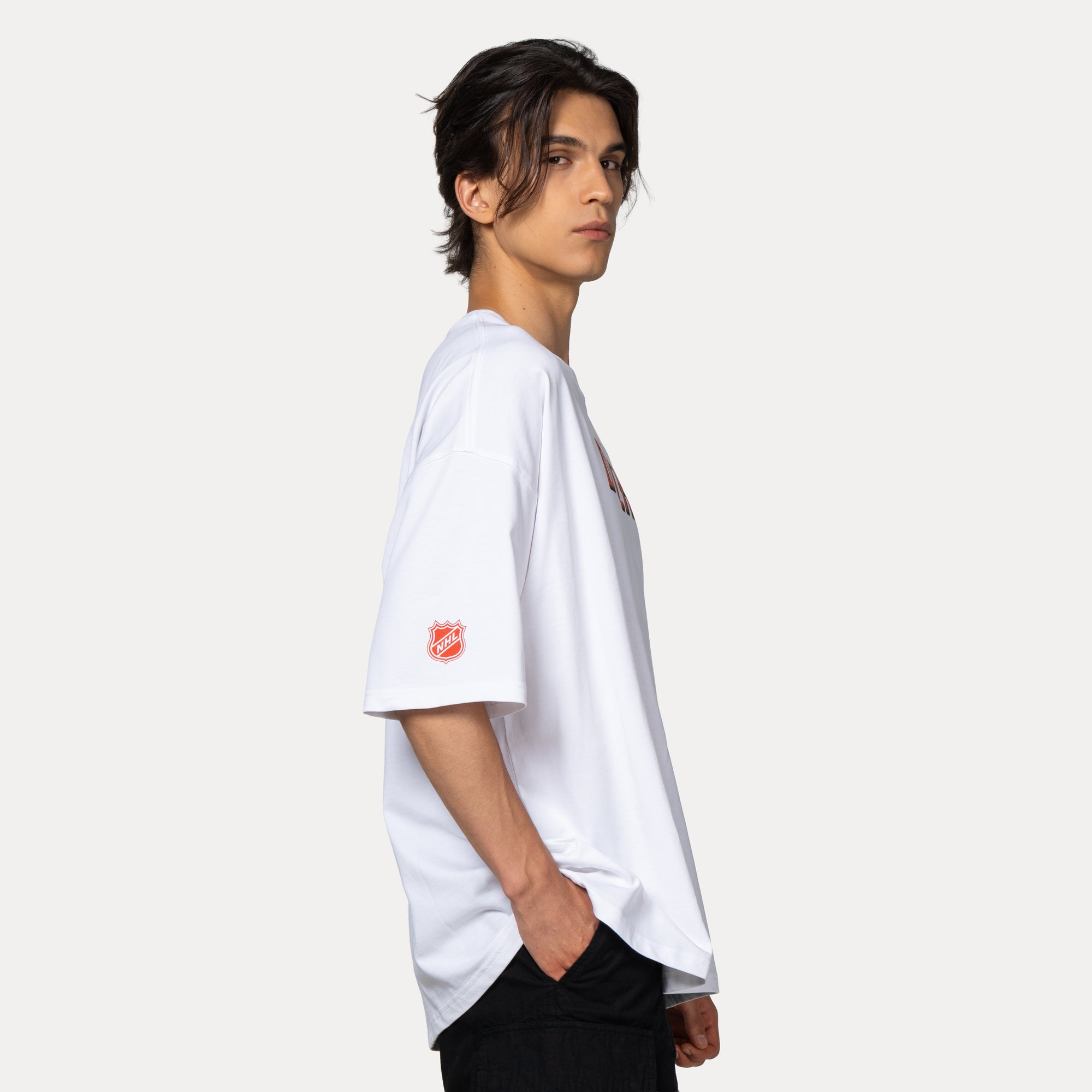 New Era Anaheim Ducks White Oversized Short Sleeve T-Shirt