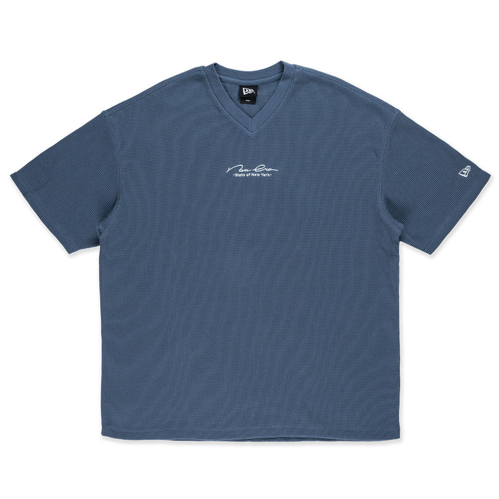 New Era Script Basic FW25 Muted Indigo Over Sized Short Sleeve T-Shirt