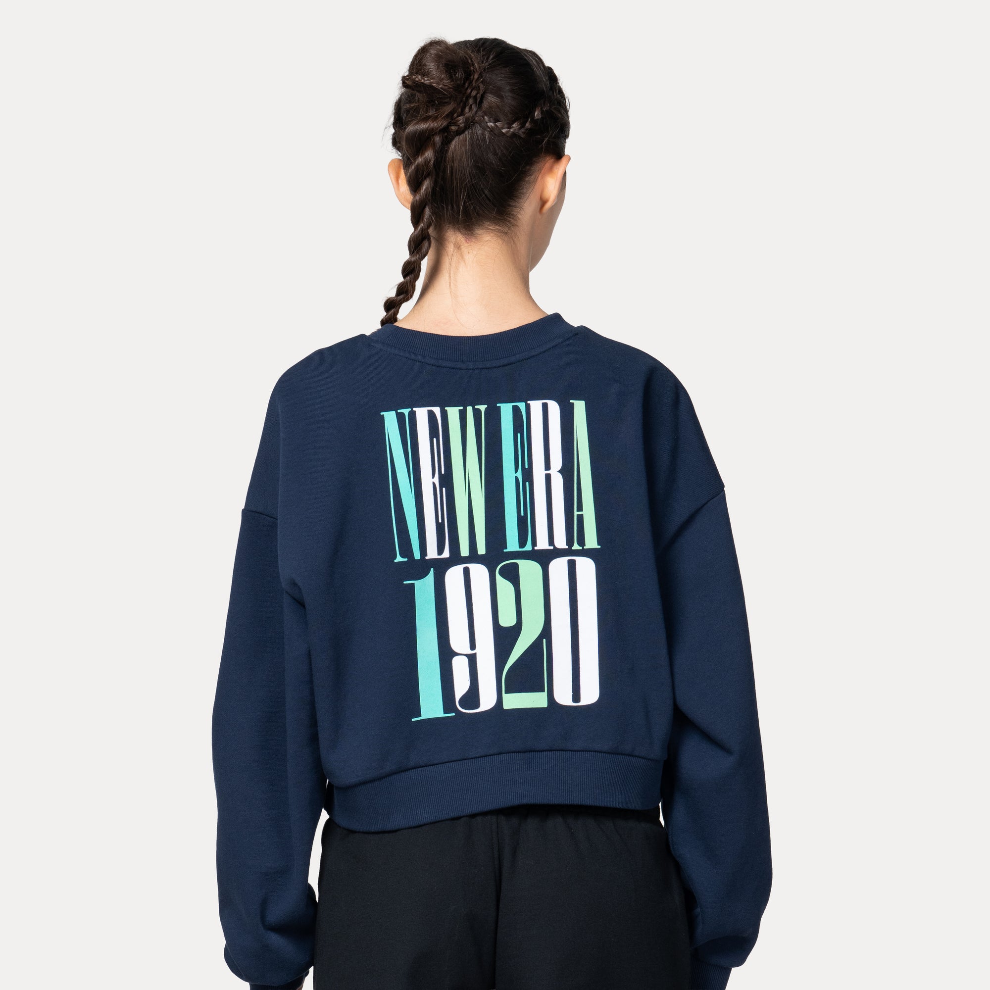 1920 Wordmark 90s Vibe Oceanside Blue Women Crew Neck Sweatshirt