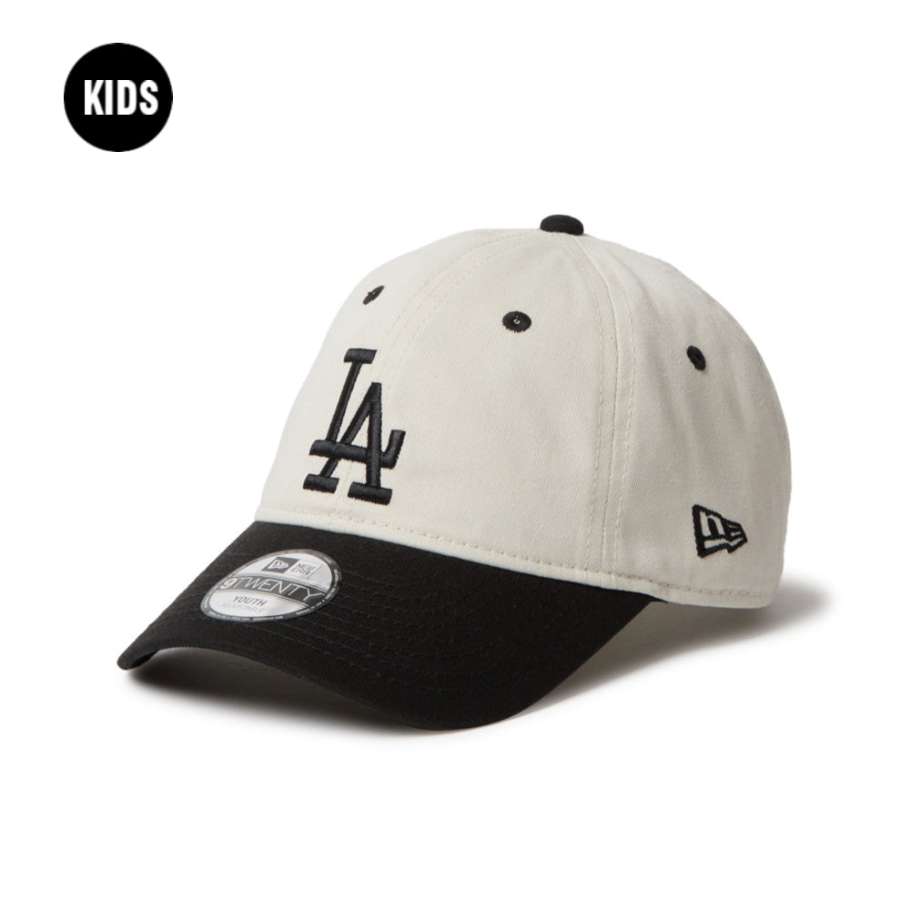 New Era Los Angeles Dodgers Kids Two Tone Ivory Black Youth 9TWENTY Adjustable Cap