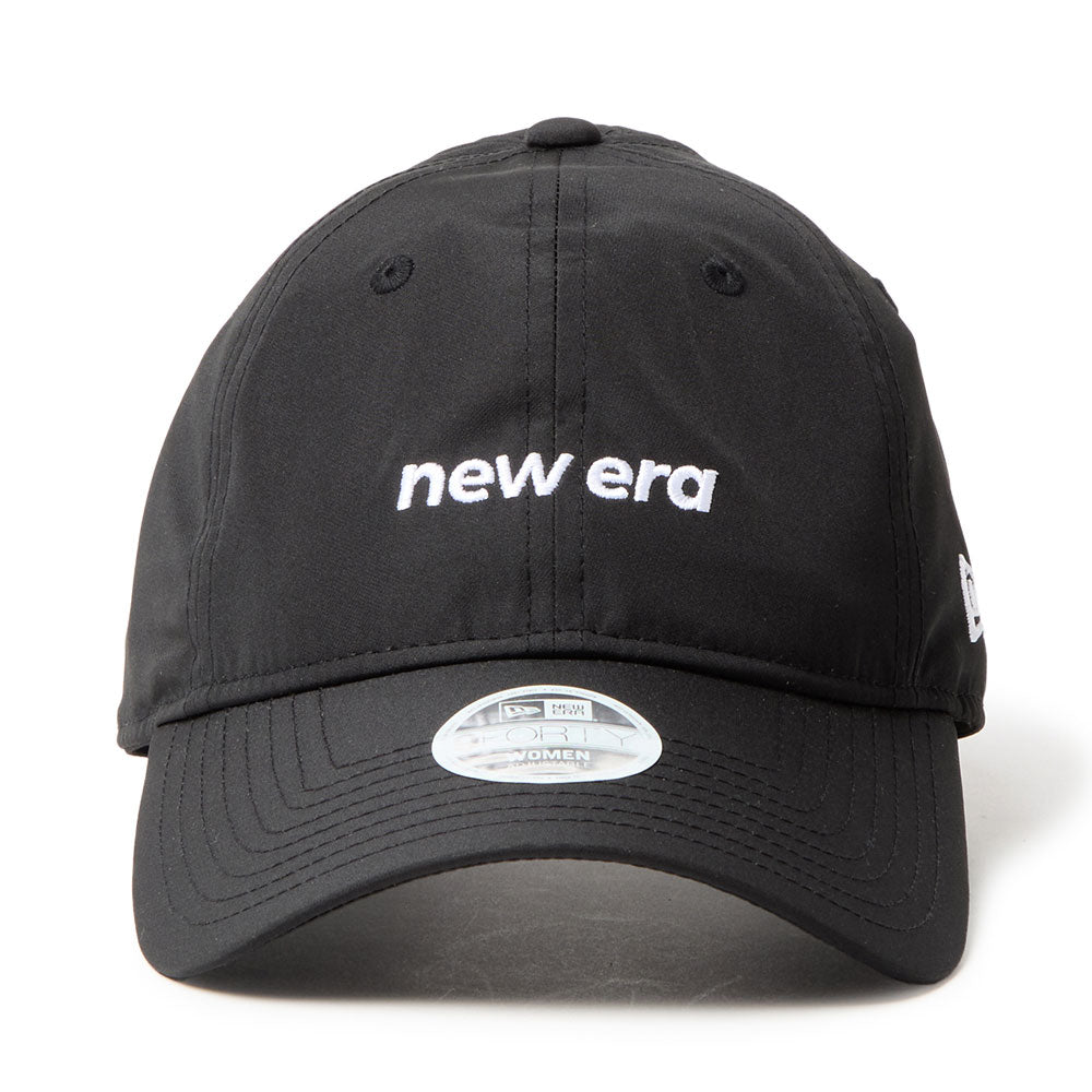 New Era Wordmark Logo Prolight Black 9FORTY Long Visor Open Back Adjustable Cap