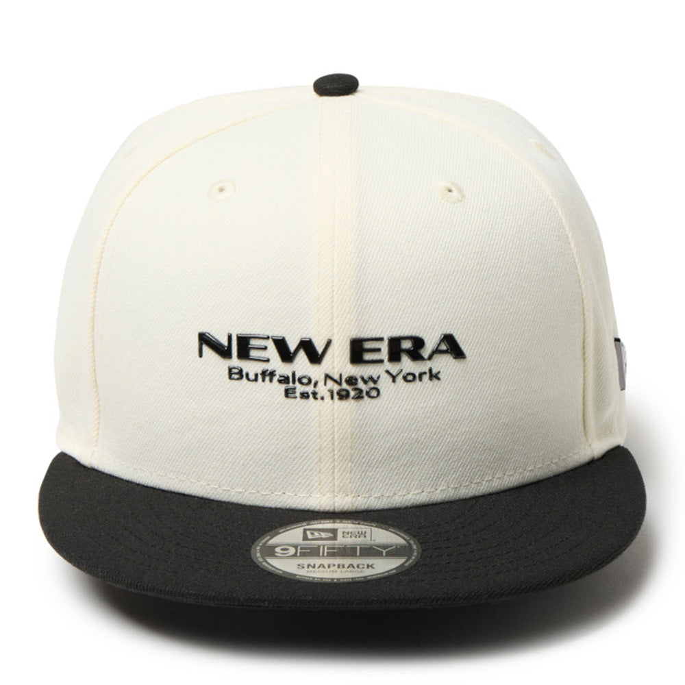 New Era Wordmark Chrome White Black TPU Metal Logo and Flag 9FIFTY Snapback Cap