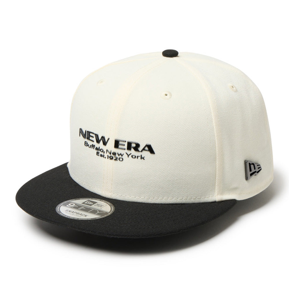 New Era Wordmark Chrome White Black TPU Metal Logo and Flag 9FIFTY Snapback Cap