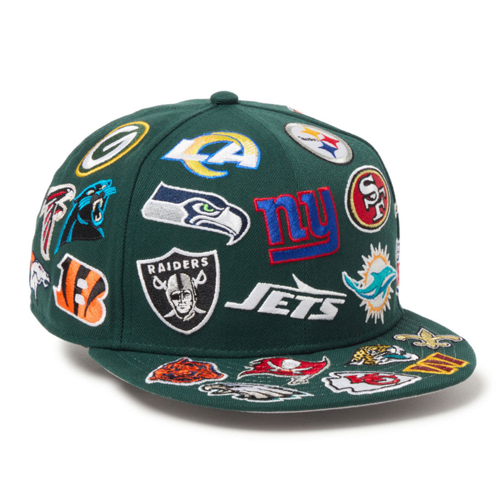 New Era National Football League Team Logo All Over Dark Green 9FIFTY Snapback Cap