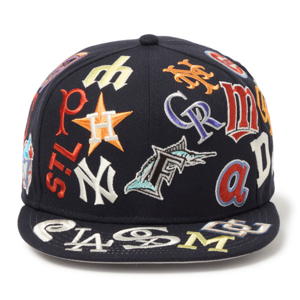 New Era Major League Baseball Team Logo All Over Black 9FIFTY Snapback Cap