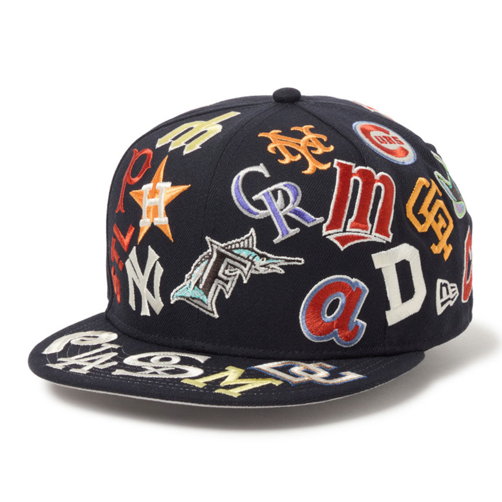 New Era Major League Baseball Team Logo All Over Black 9FIFTY Snapback Cap