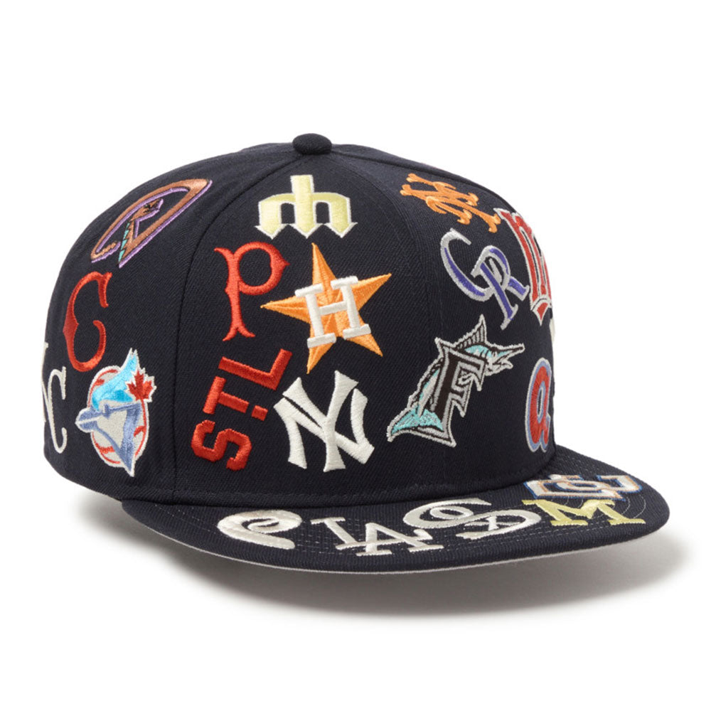 New Era Major League Baseball Team Logo All Over Black 9FIFTY Snapback Cap