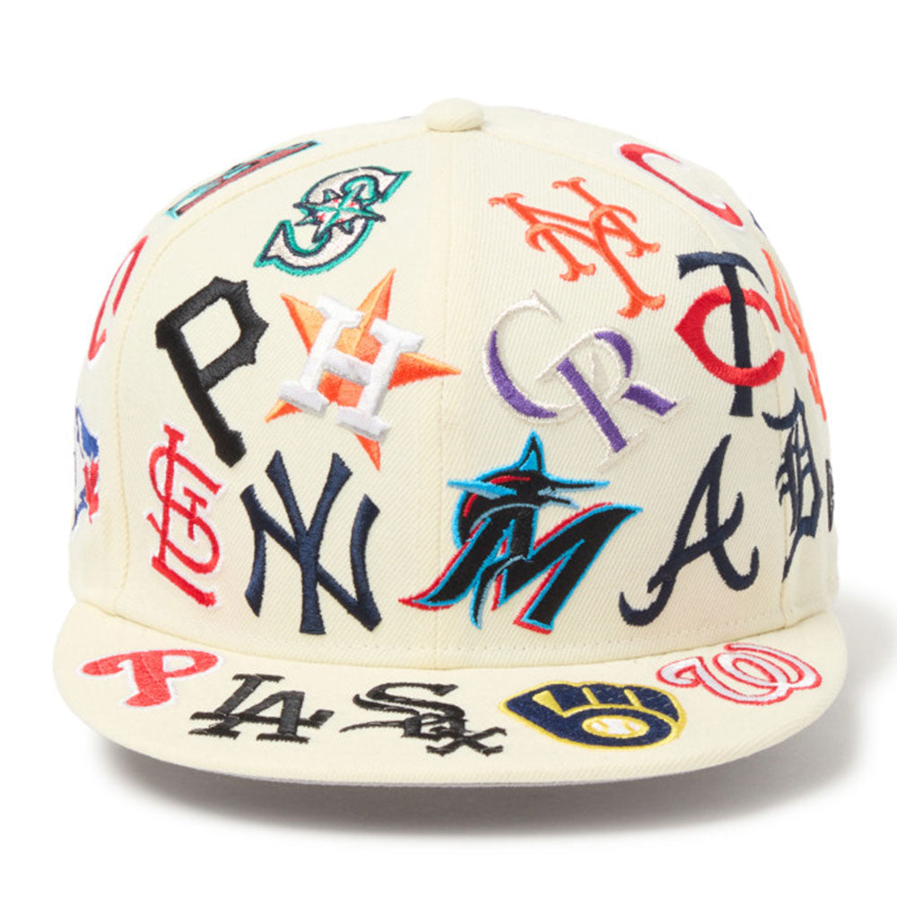New Era Major League Baseball Team Logo All Over Cream 9FIFTY Snapback Cap