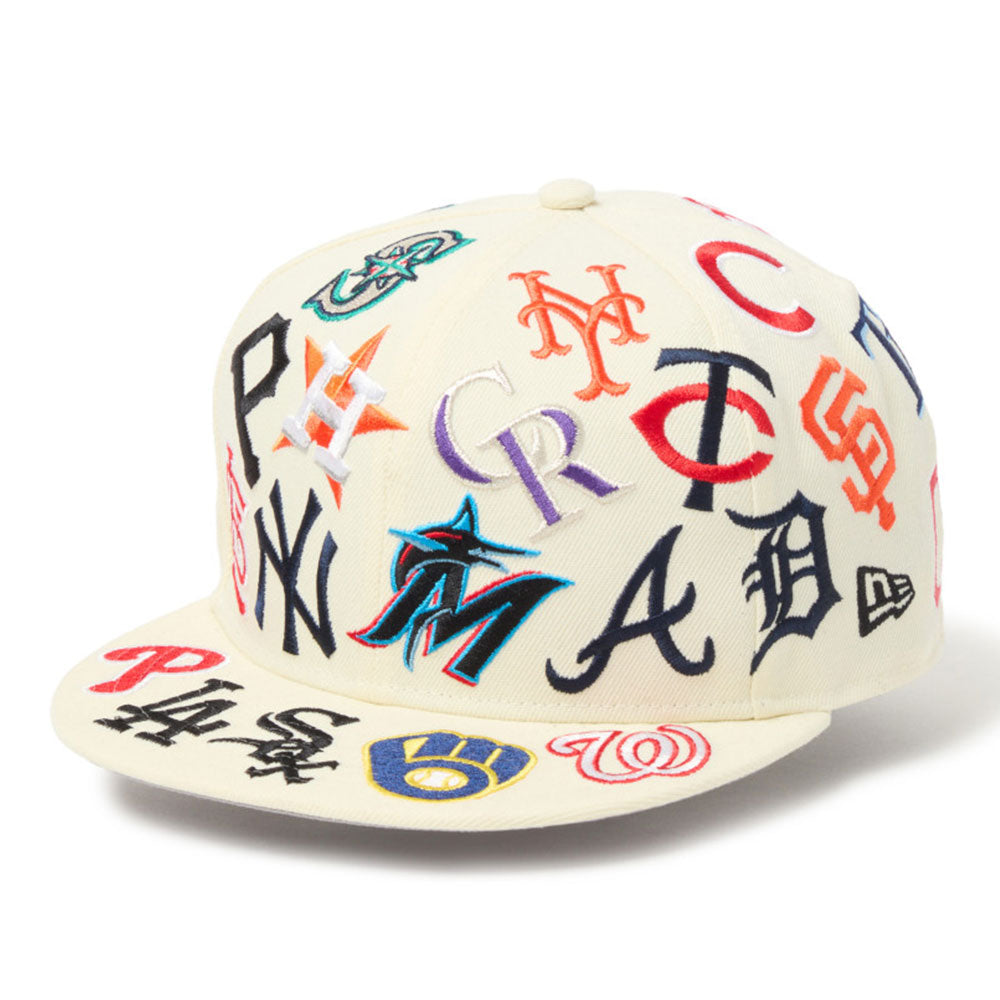 New Era Major League Baseball Team Logo All Over Cream 9FIFTY Snapback Cap