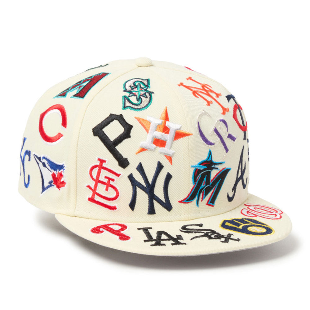 New Era Major League Baseball Team Logo All Over Cream 9FIFTY Snapback Cap