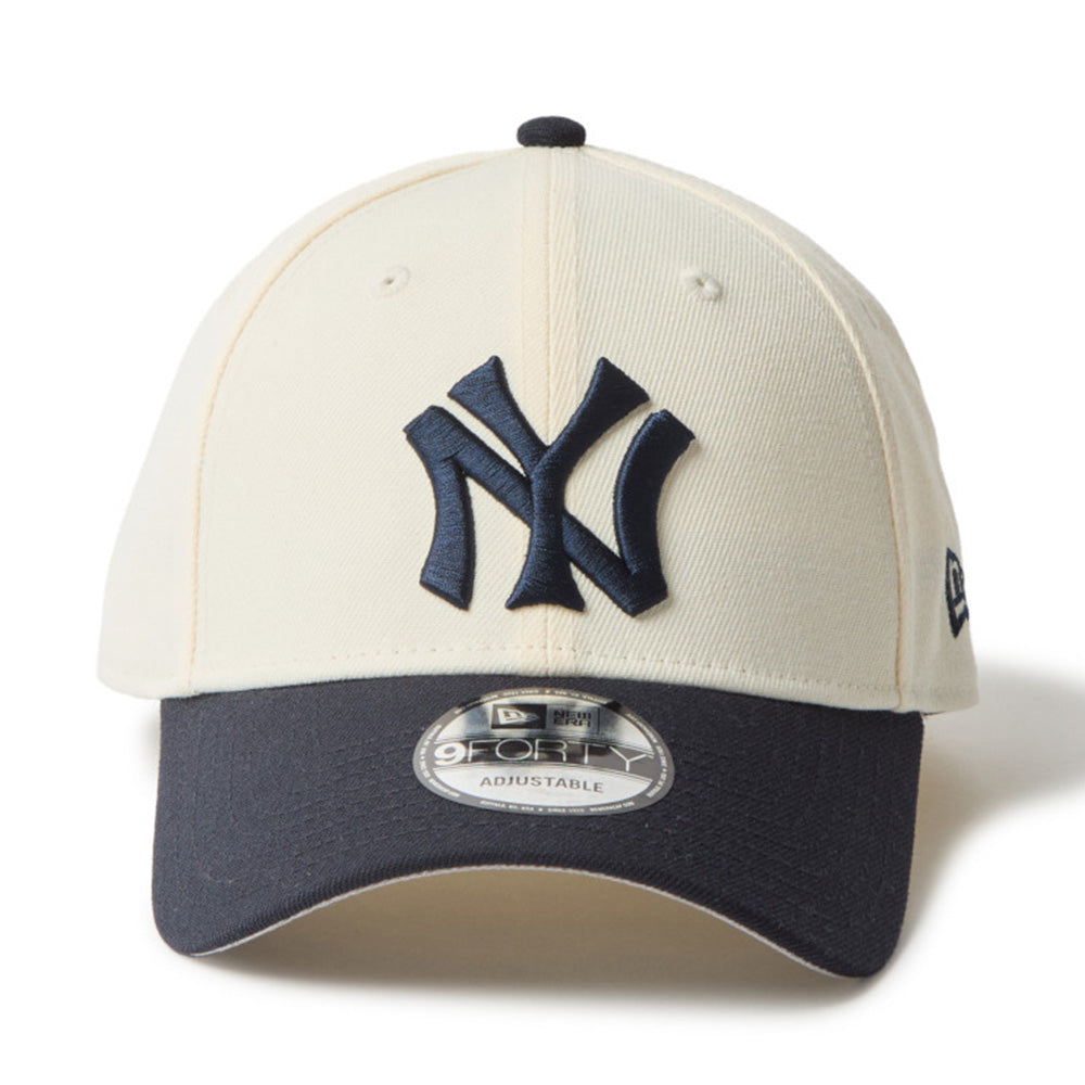 New Era New York Yankees Two Tone Chrome White 9FORTY Velcro Strap Adjustable Cap