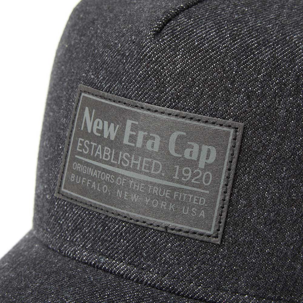 New Era Wordmark Denim Black 9FORTY A-Frame Trucker Snapback Cap