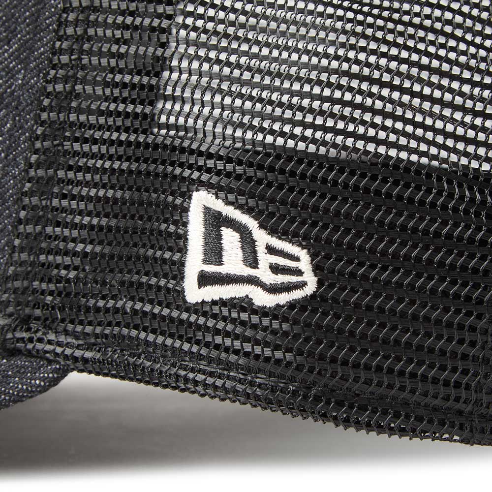 New Era Wordmark Denim Black 9FORTY A-Frame Trucker Snapback Cap