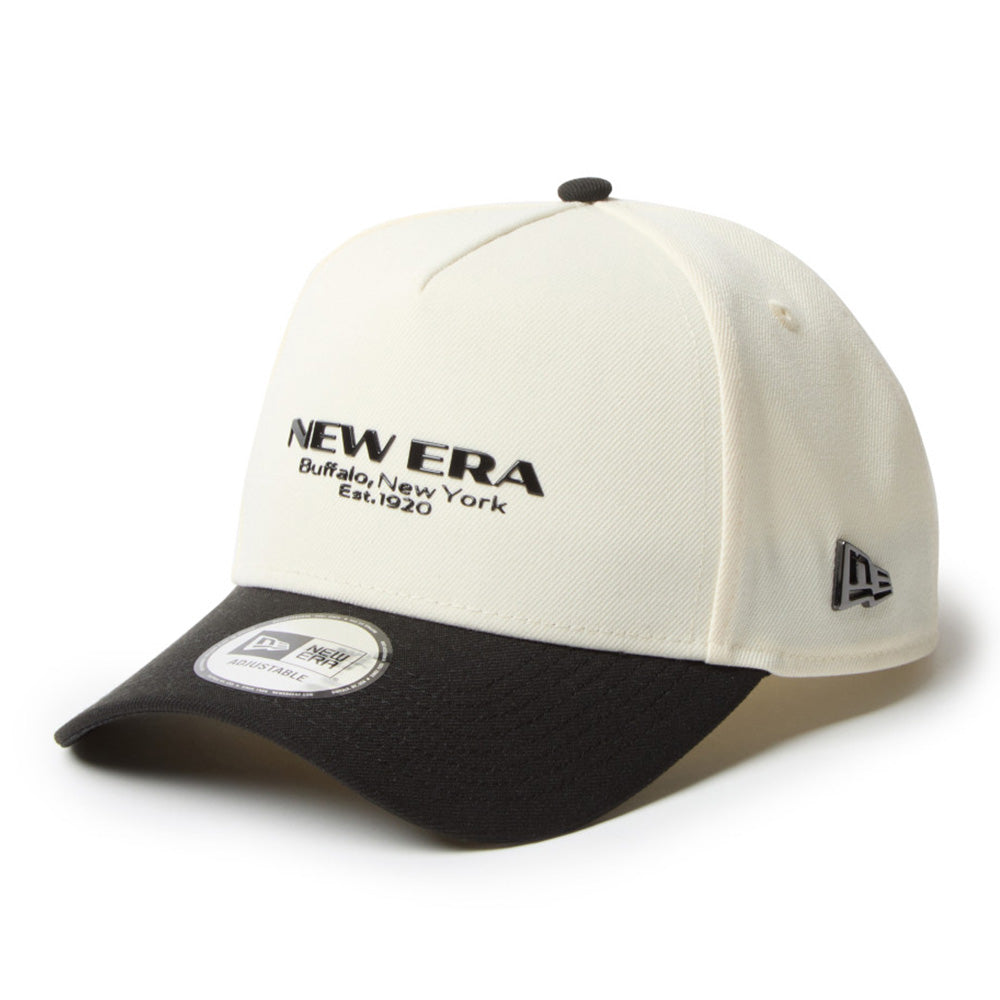 New Era Wordmark TPU Logo and Metal Flag White Black 9FORTY Adjustable Cap