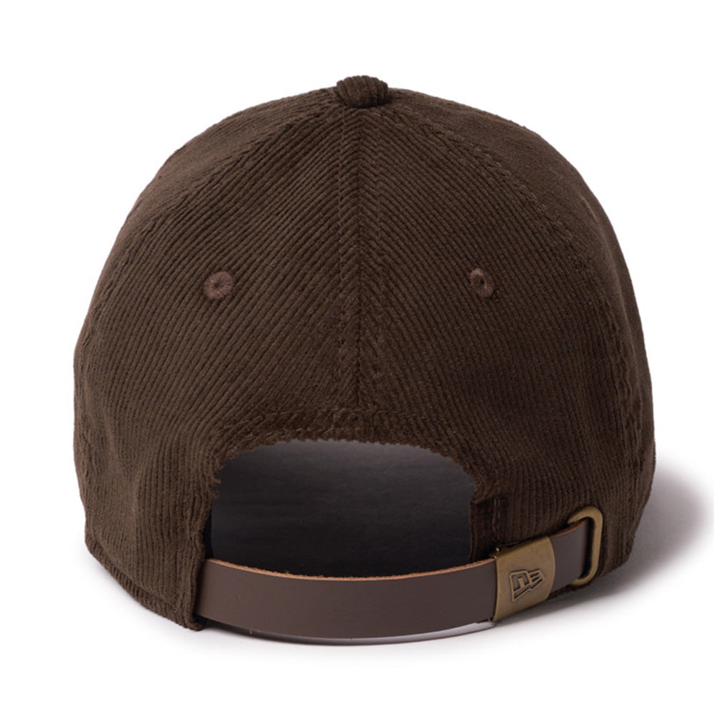 New Era Script Micro Corduroy Walnut 9TWENTY Leather Strapback Adjustable Cap