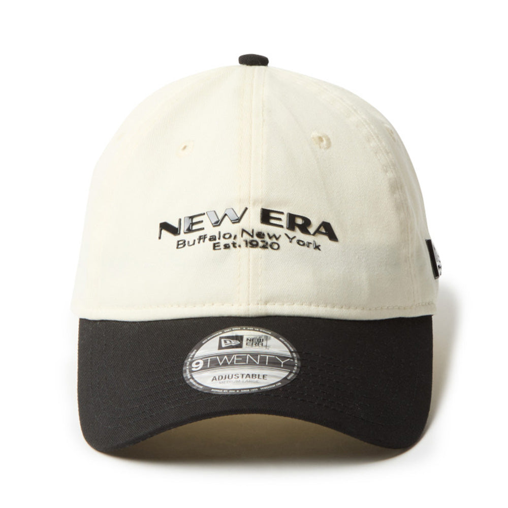 New Era Wordmark TPU Logo and Metal Flag White Black 9TWENTY Adjustable Cap