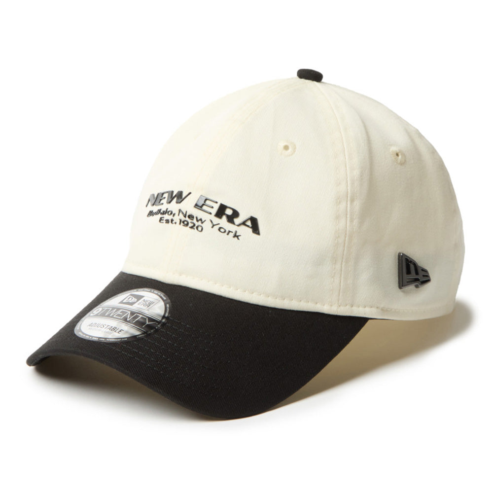New Era Wordmark TPU Logo and Metal Flag White Black 9TWENTY Adjustable Cap