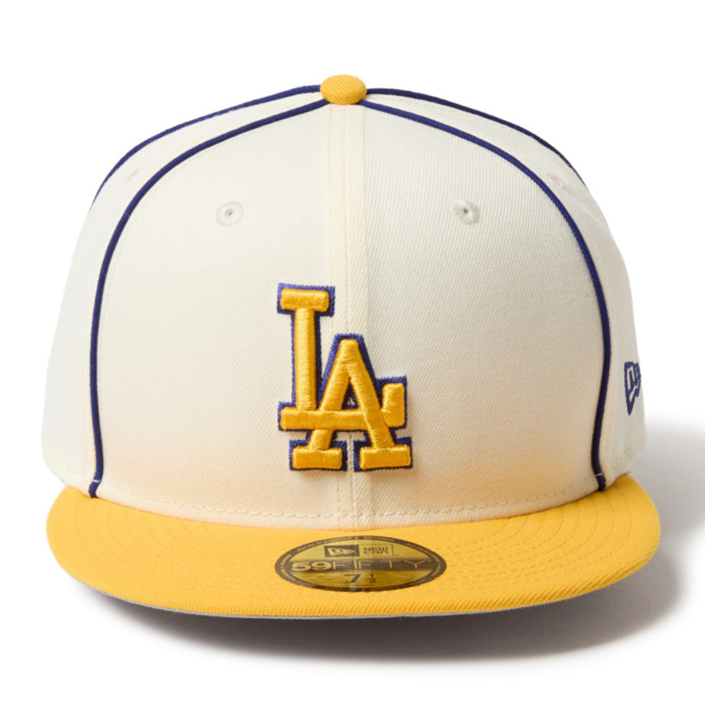 New Era Los Angeles Dodgers Pipping Two Tone Creme Yellow 59FIFTY Fitted Cap