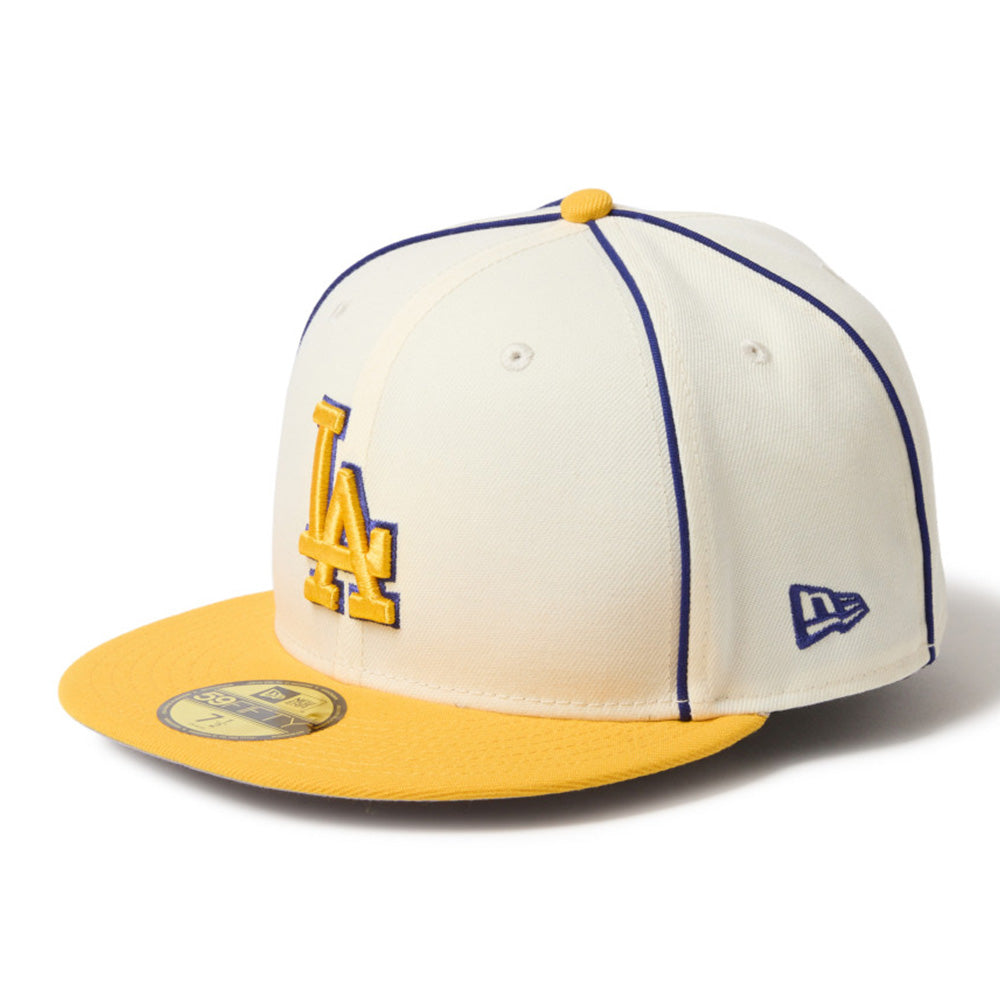 New Era Los Angeles Dodgers Pipping Two Tone Creme Yellow 59FIFTY Fitted Cap