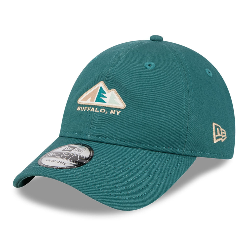 New Era Outdoor Mountain Logo SS26 Pine Needle Green 9FORTY Unstructured Adjustable Cap