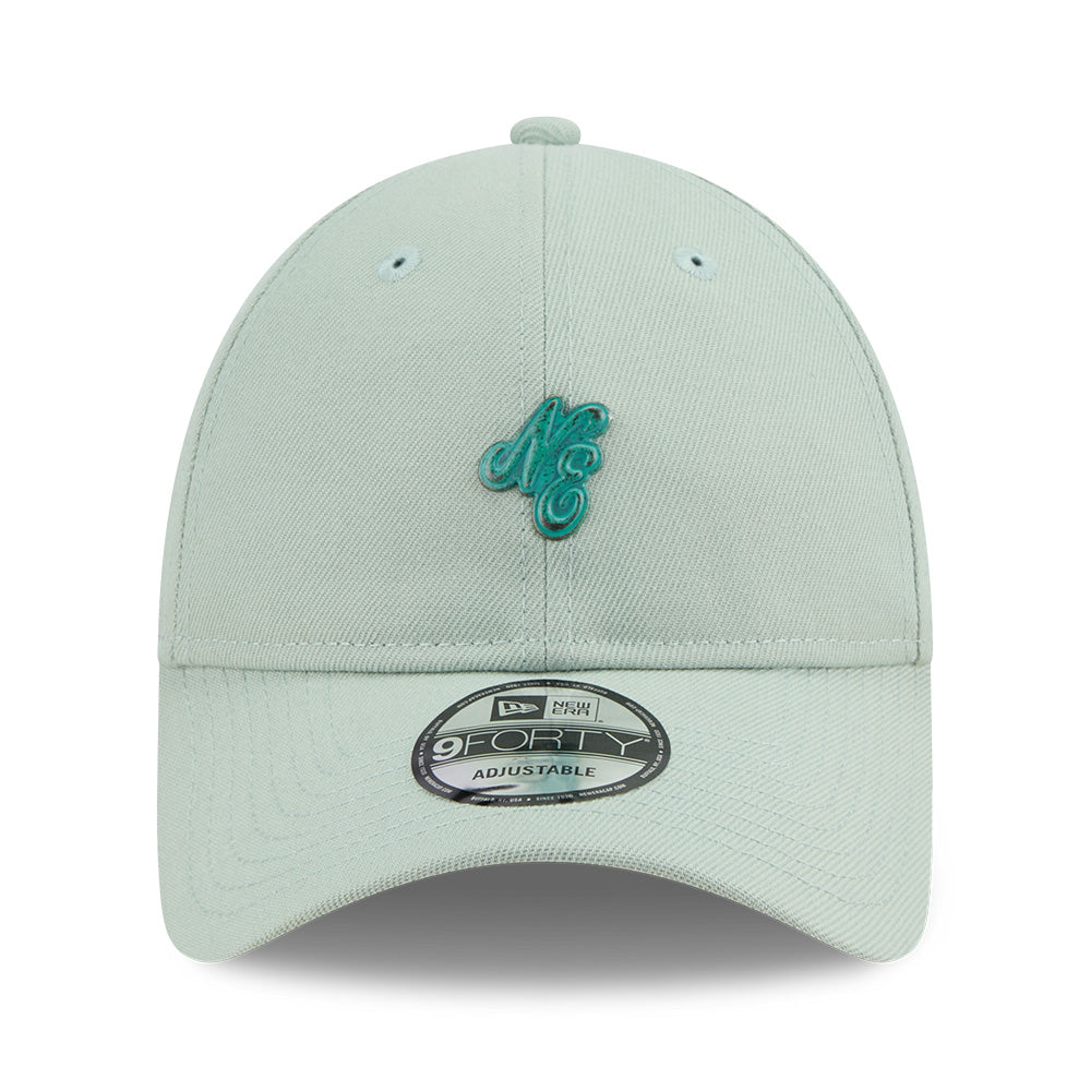 New Era NE Script Metal Bronze Badge Everest Green 9FORTY Unstructured Adjustable Cap