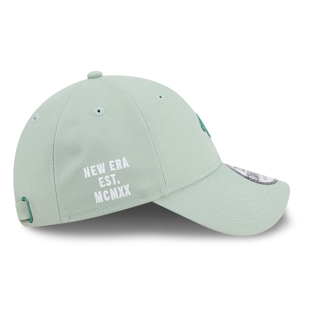 New Era NE Script Metal Bronze Badge Everest Green 9FORTY Unstructured Adjustable Cap