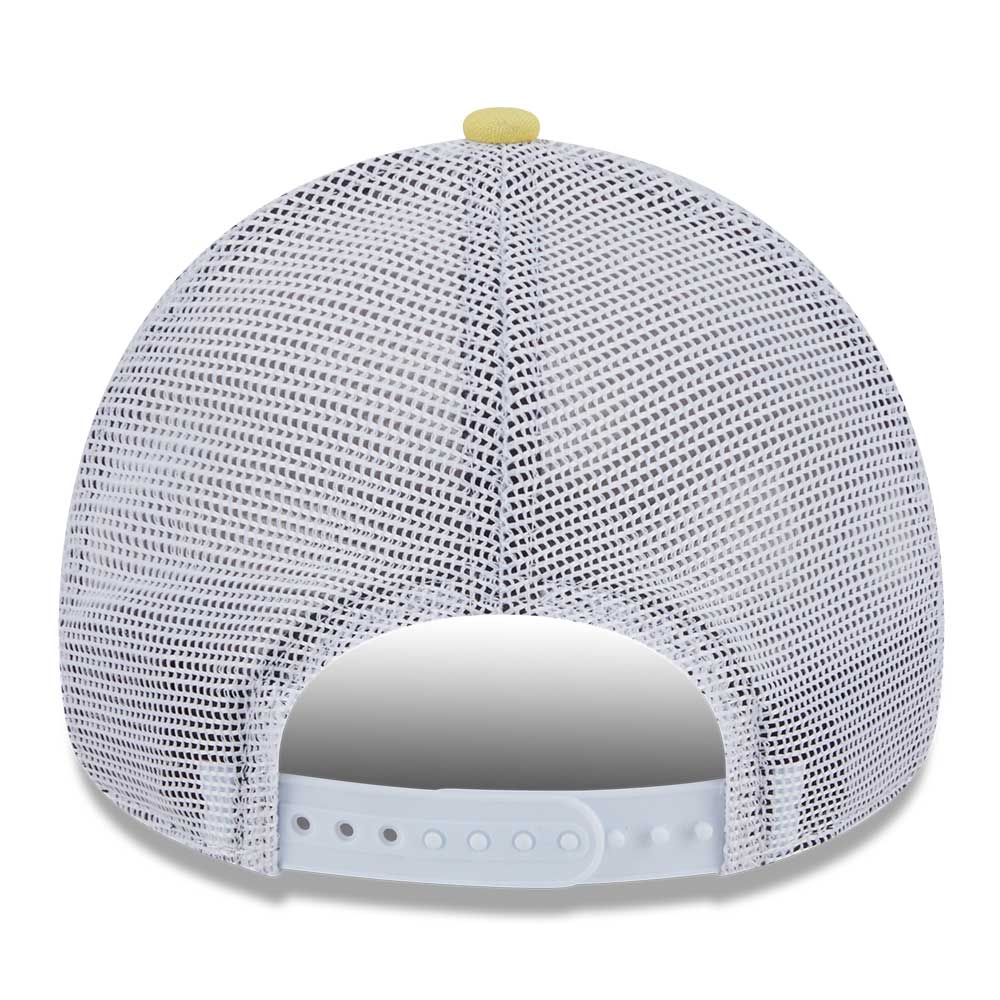 New Era Los Angeles Dodgers Resort SS26 Baby Yellow White 9FORTY E-Frame Trucker Cap