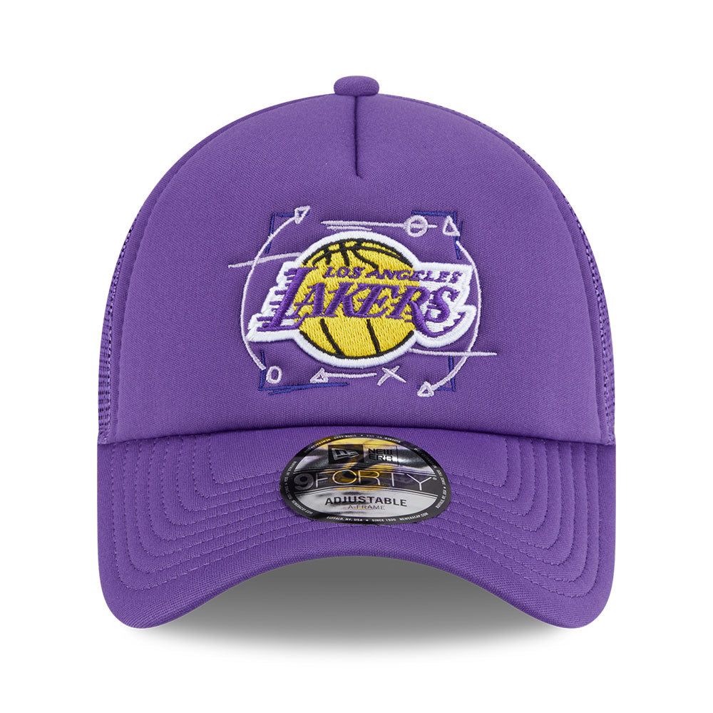 Los Angeles Lakers NBA Street Game Purple 9FORTY A-Frame Trucker Snapback Cap