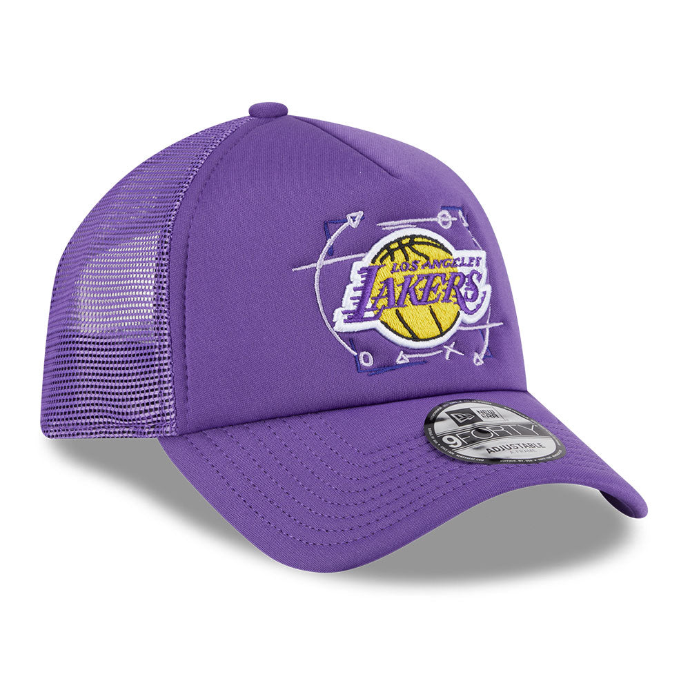Los Angeles Lakers NBA Street Game Purple 9FORTY A-Frame Trucker Snapback Cap