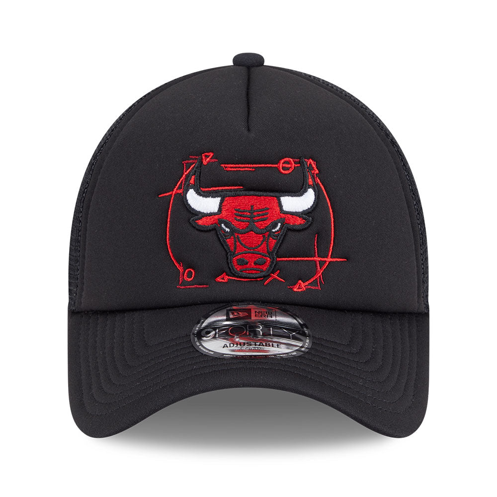 New Era Chicago Bulls NBA Street Game Black 9FORTY A-Frame Trucker Snapback Cap