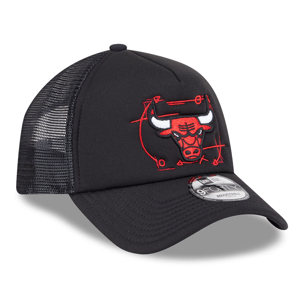 New Era Chicago Bulls NBA Street Game Black 9FORTY A-Frame Trucker Snapback Cap