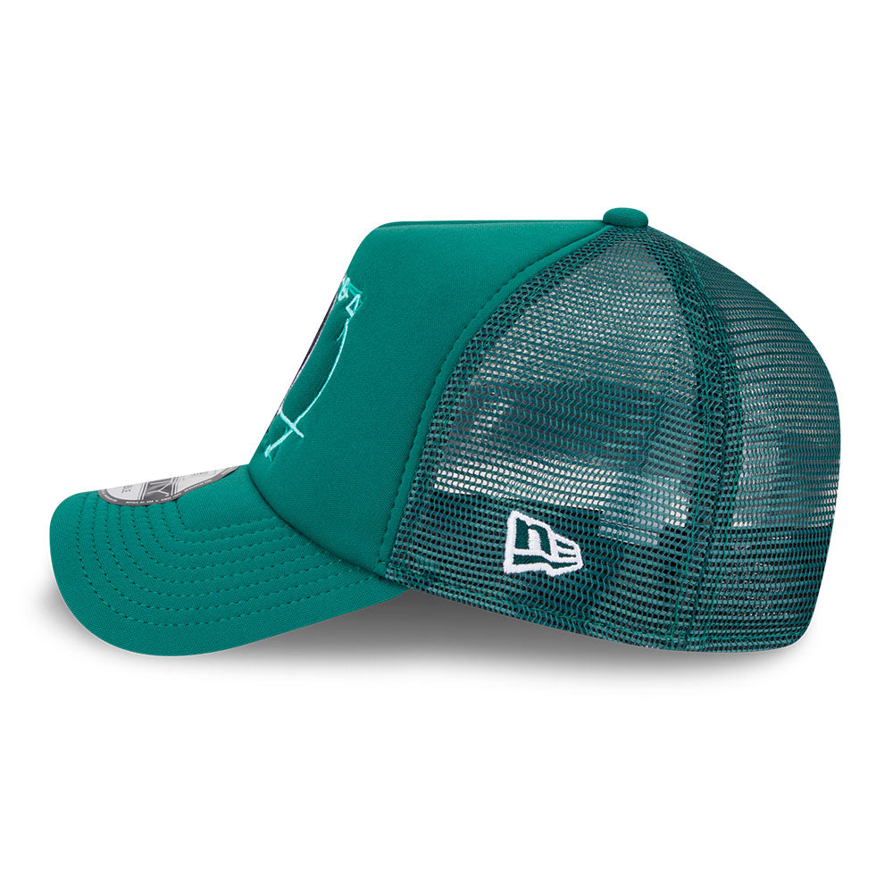 New Era Boston Celtics NBA Street Game Dark Green 9FORTY A-Frame Trucker Snapback Cap