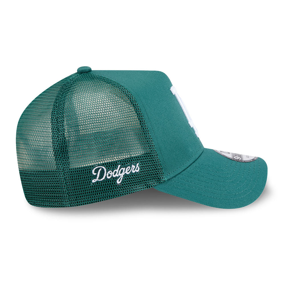 New Era Los Angeles Dodgers Color Era SS26 Pine Needle Green 9FORTY Trucker A-Frame Adjustable Cap