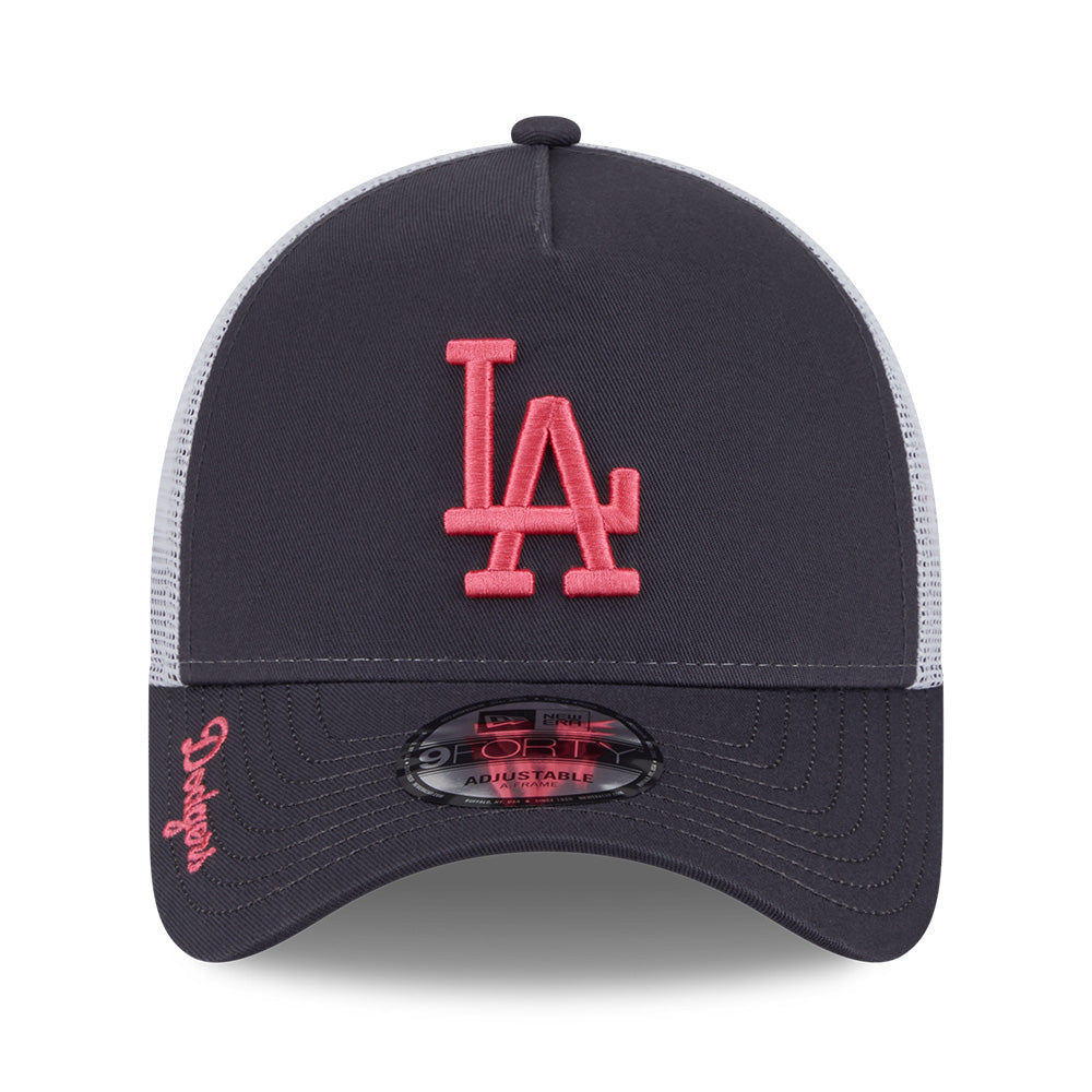 New Era Los Angeles Dodgers Color Era SS26 Graphite White 9FORTY A-Frame Trucker Cap