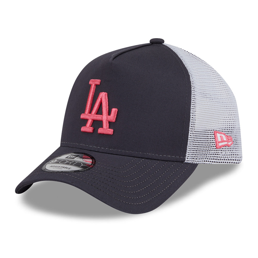 New Era Los Angeles Dodgers Color Era SS26 Graphite White 9FORTY A-Frame Trucker Cap