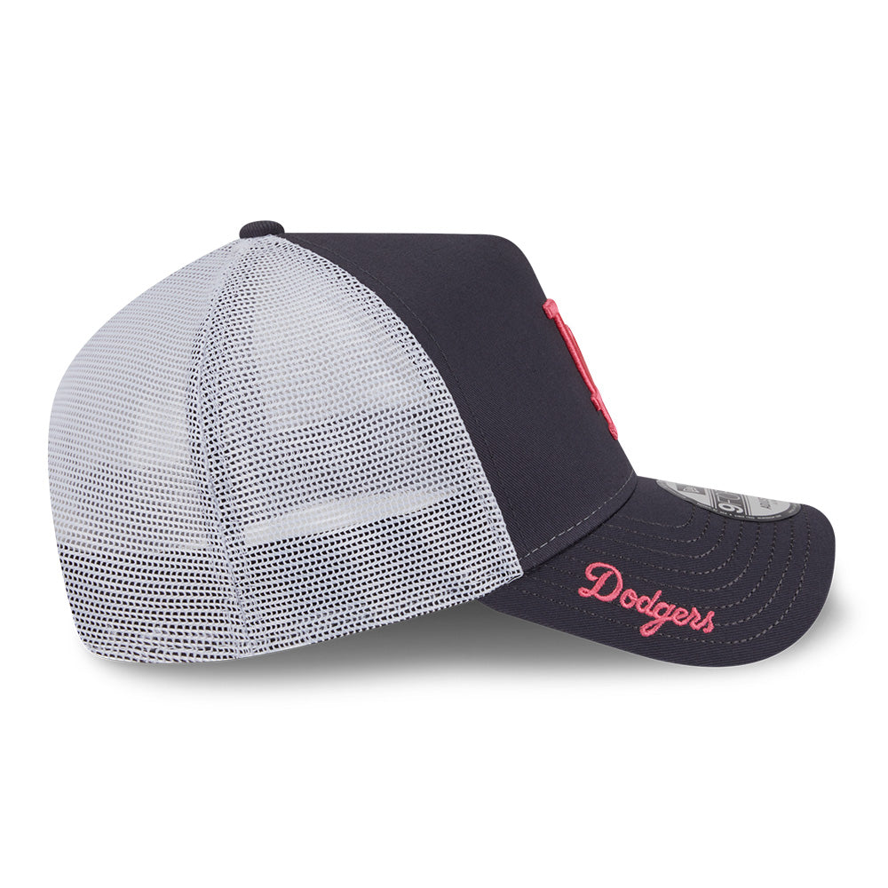 New Era Los Angeles Dodgers Color Era SS26 Graphite White 9FORTY A-Frame Trucker Cap